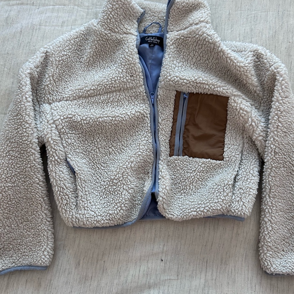 XS CoffeeShop Sherpa Jacket - Cream and Brown